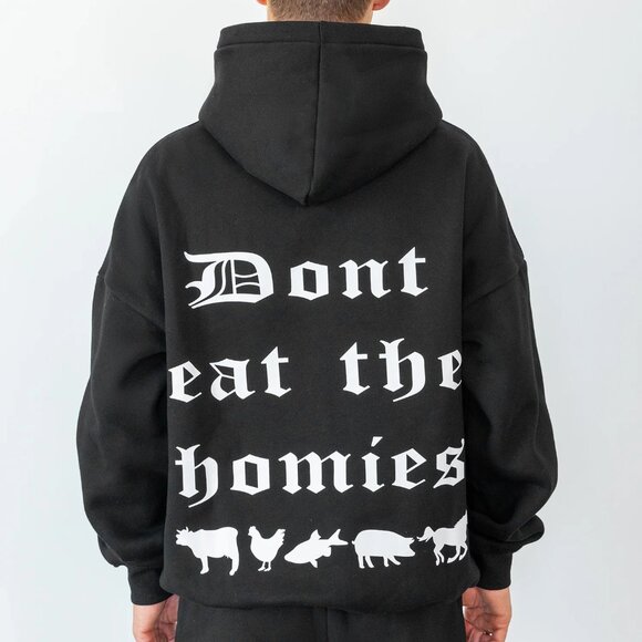 New Don't Eat The Homies DETH vegan streetwear relaxed cotton hoodie sweatshirt - Picture 1 of 15